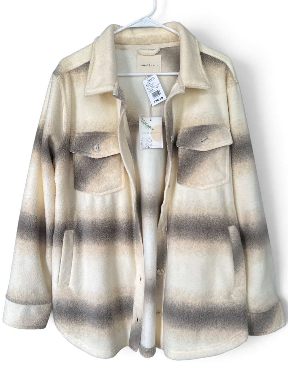 NWT Thread & Supply Women's Large Sand Ombre Shacket Tullis Jacket - Picture 3 of 4